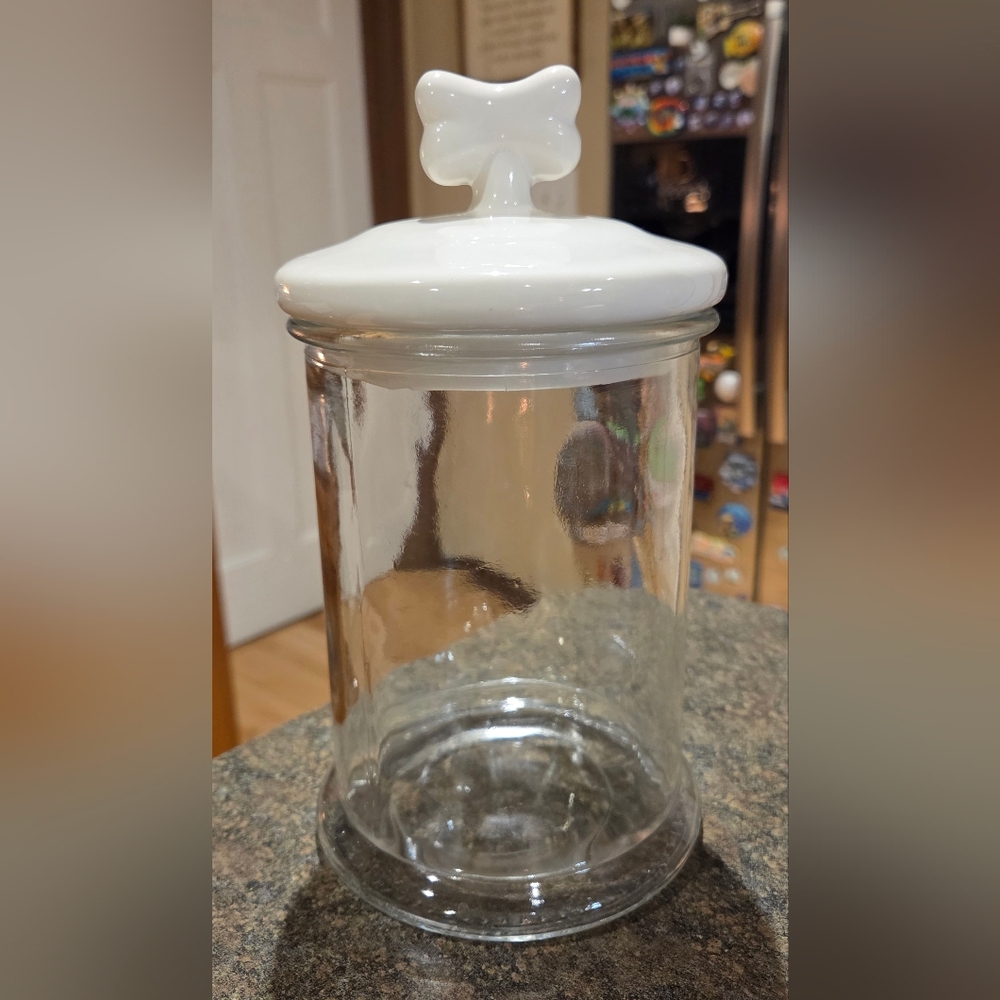 Dog Treat Glass Jar Container (10" tall & 5" diameter)